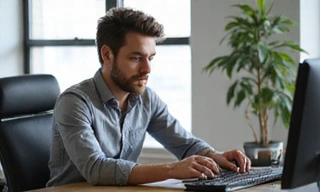 Man focused at work